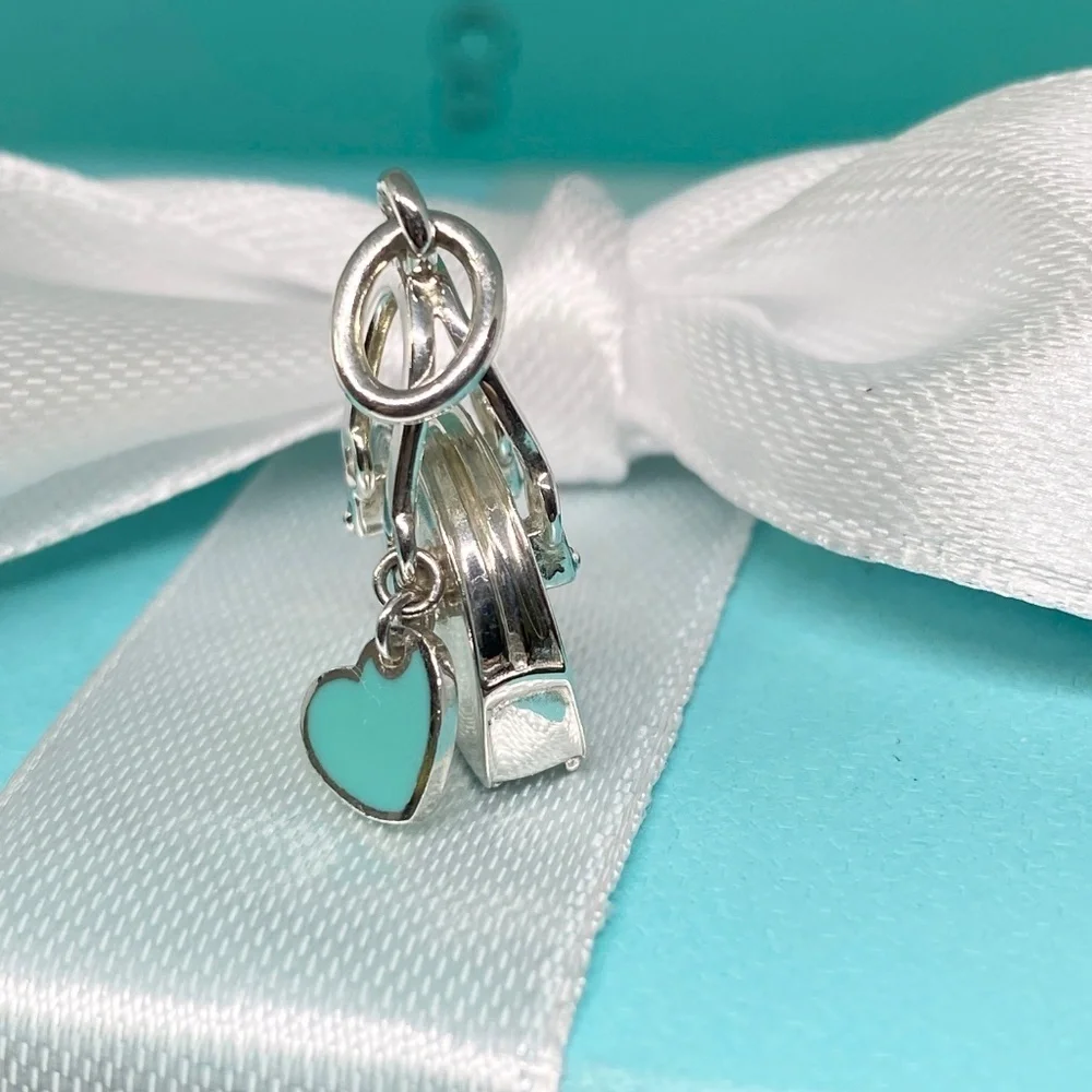RARE Tiffany & Co. Blue Enamel Heart Purse Charm Pendant NEW w/ Box & Pouch 925 - Picture 5 of 7
